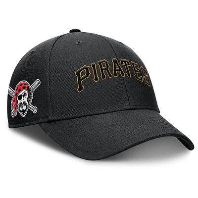 Casquette ajustable Nike noire Pittsburgh Pirates Rise Gaberdine pour homme