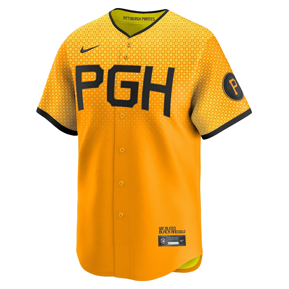 Maillot de joueur Nike Bryan Reynolds Gold Pittsburgh Pirates City Connect Limited pour homme