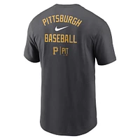 Men's Nike Charcoal Pittsburgh Pirates Logo Sketch Bar T-Shirt