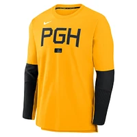 Men's Nike  Gold Pittsburgh Pirates Authentic Collection City Connect Lightweight Player Tri-Blend Performance Long Sleeve T-Shirt