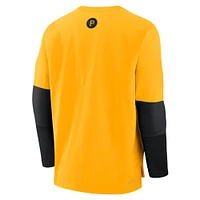 Men's Nike  Gold Pittsburgh Pirates Authentic Collection City Connect Lightweight Player Tri-Blend Performance Long Sleeve T-Shirt