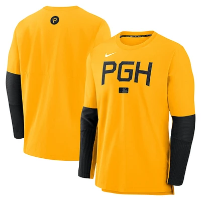 Men's Nike  Gold Pittsburgh Pirates Authentic Collection City Connect Lightweight Player Tri-Blend Performance Long Sleeve T-Shirt