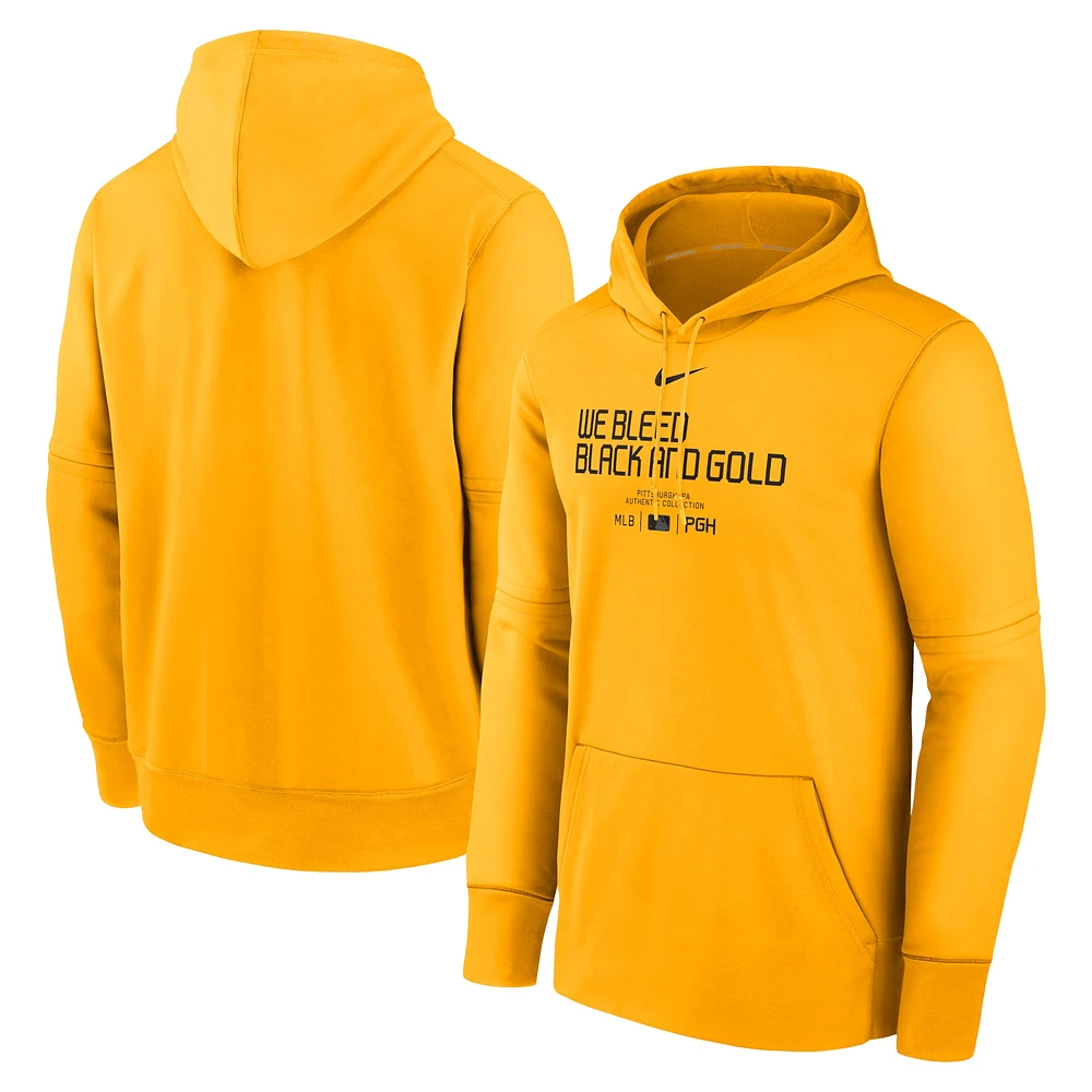 Sweat à capuche Nike Gold Pittsburgh Pirates Authentic Collection City Connect Performance pour homme