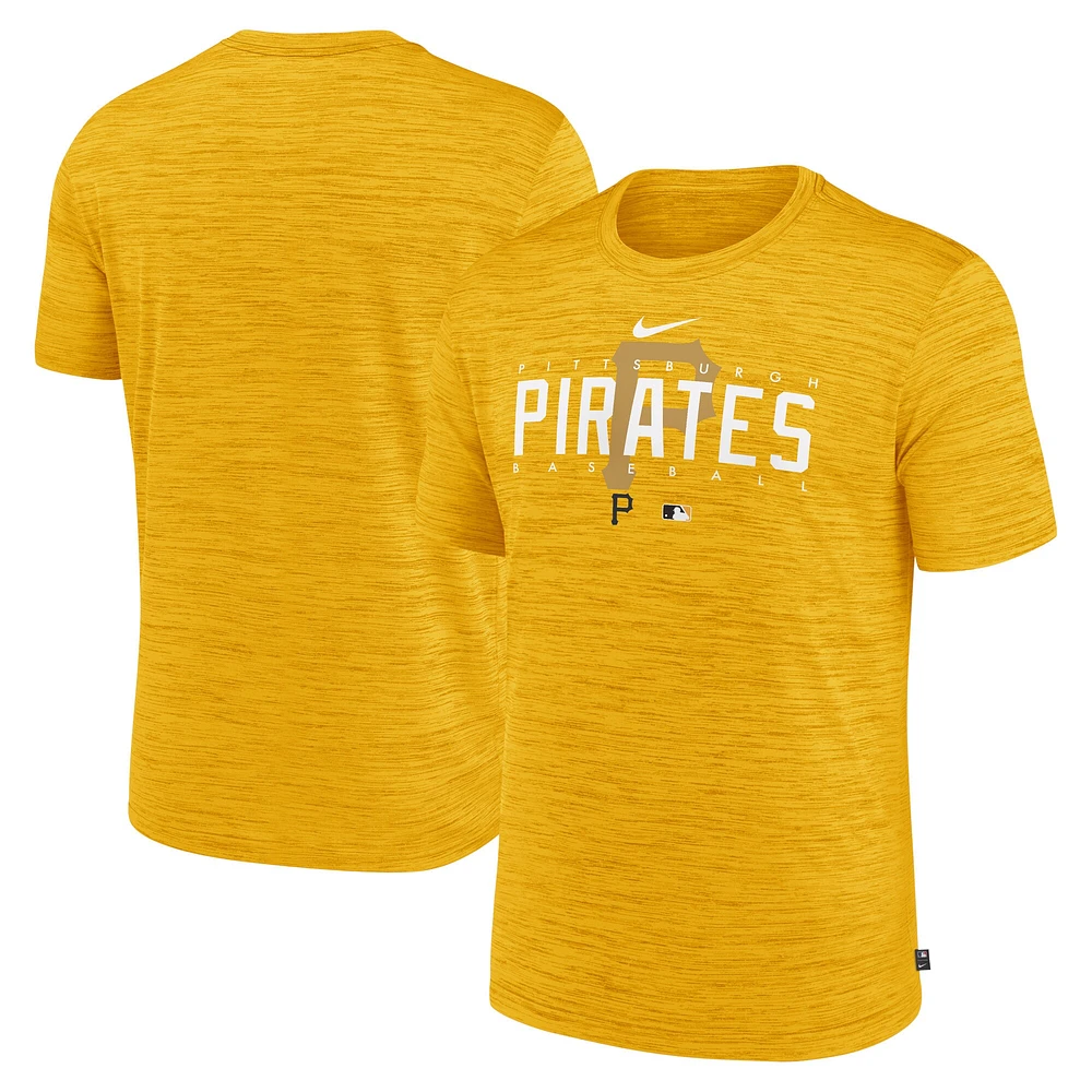 T-shirt d'entraînement Nike Gold Pittsburgh Pirates Authentic Collection Velocity Performance pour homme