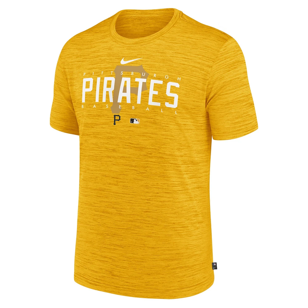 T-shirt d'entraînement Nike Gold Pittsburgh Pirates Authentic Collection Velocity Performance pour homme