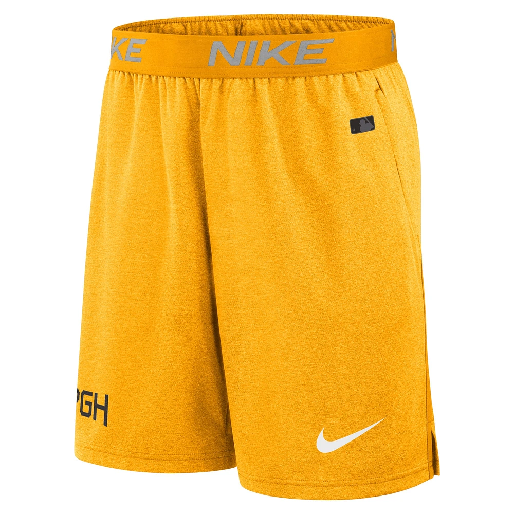 Short d'entraînement de performance Nike Gold Pittsburgh Pirates City Connect Authentic Collection pour homme