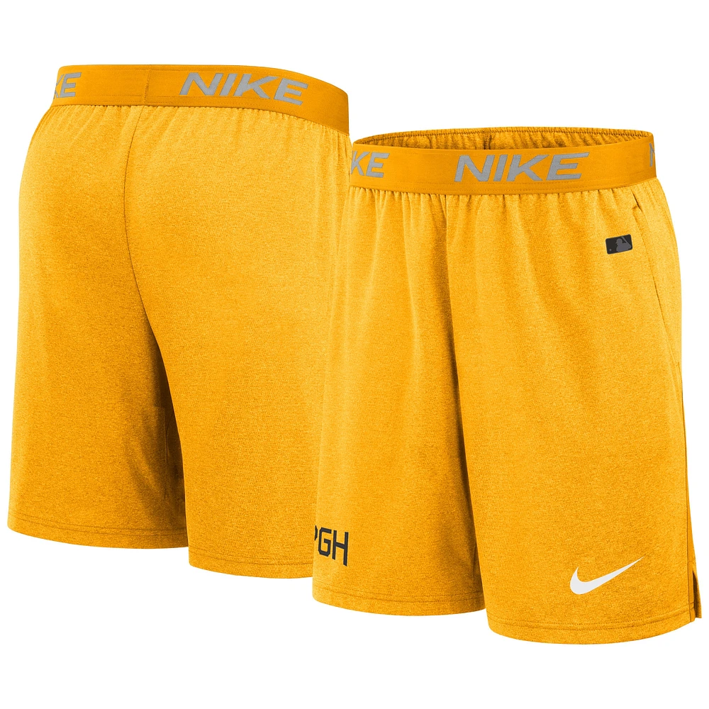 Short d'entraînement de performance Nike Gold Pittsburgh Pirates City Connect Authentic Collection pour homme