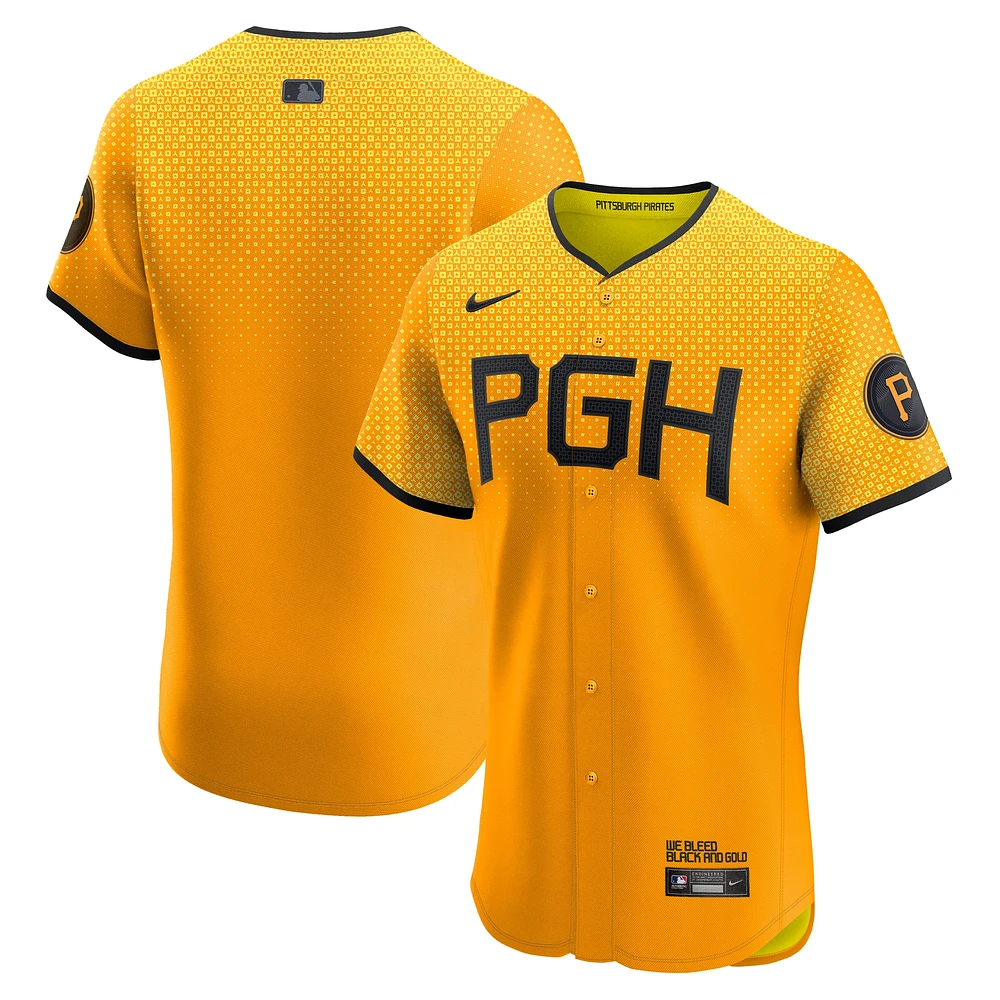 Maillot Nike Gold Pittsburgh Pirates City Connect Elite pour homme