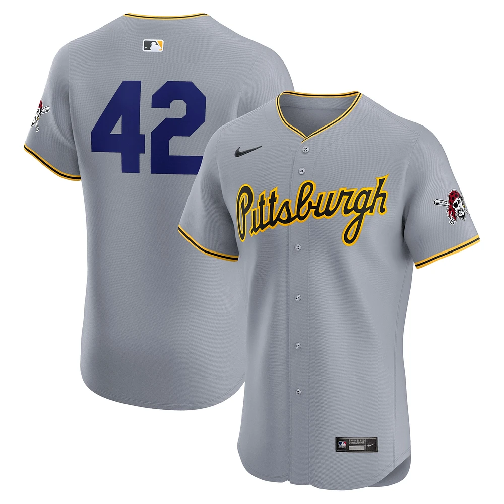 Maillot Nike gris Pittsburgh Pirates Road 2024 Jackie Robinson Day Elite pour homme