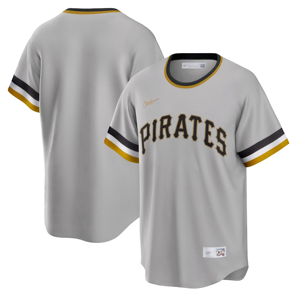 Maillot d'équipe Nike Pittsburgh Pirates Road Cooperstown Collection gris pour homme