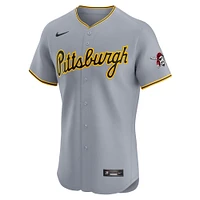 Maillot Nike gris Pittsburgh Pirates Road Vapor Premier Elite Patch pour homme