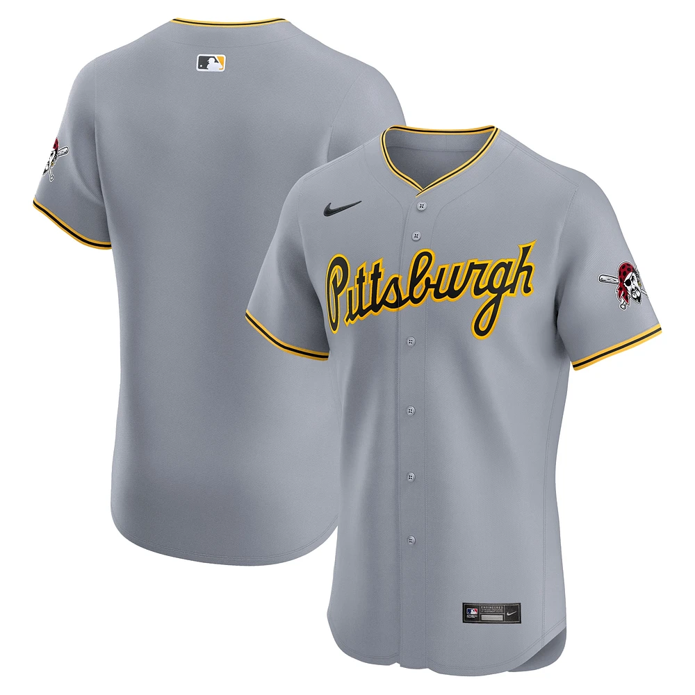 Men's Nike  Gray Pittsburgh Pirates Road Vapor Premier Elite Patch Jersey