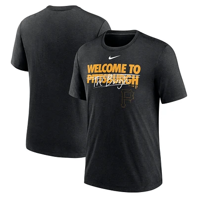 T-shirt à trois mélanges Nike Pittsburgh Pirates Home Spin pour homme, noir chiné