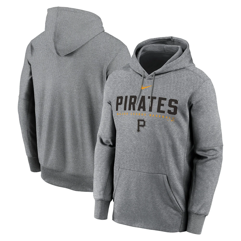 Sweat à capuche Nike Heather Charcoal Pittsburgh Pirates Therma Fleece pour homme