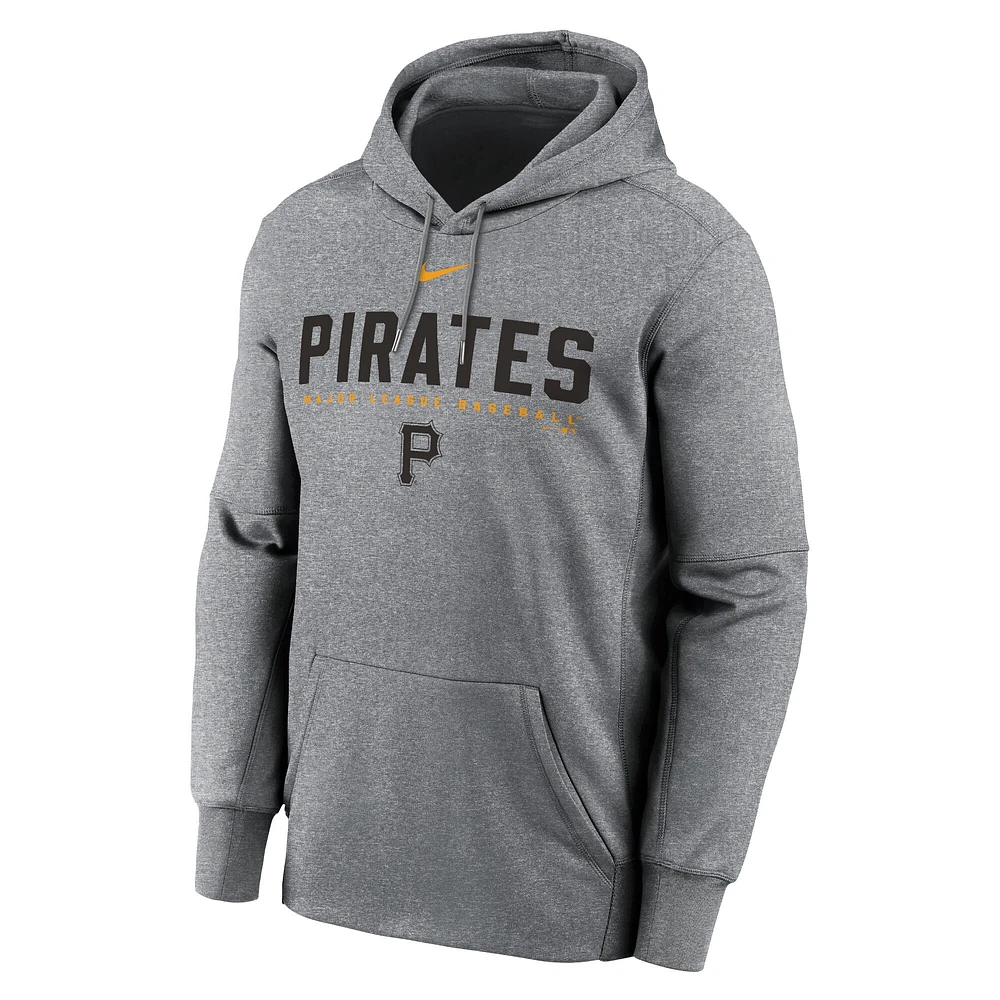 Sweat à capuche Nike Heather Charcoal Pittsburgh Pirates Therma Fleece pour homme