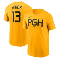 Men's Nike Ke'Bryan Hayes Gold Pittsburgh Pirates Fuse City Connect Name & Number T-Shirt