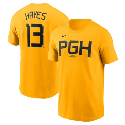 Men's Nike Ke'Bryan Hayes Gold Pittsburgh Pirates Fuse City Connect Name & Number T-Shirt