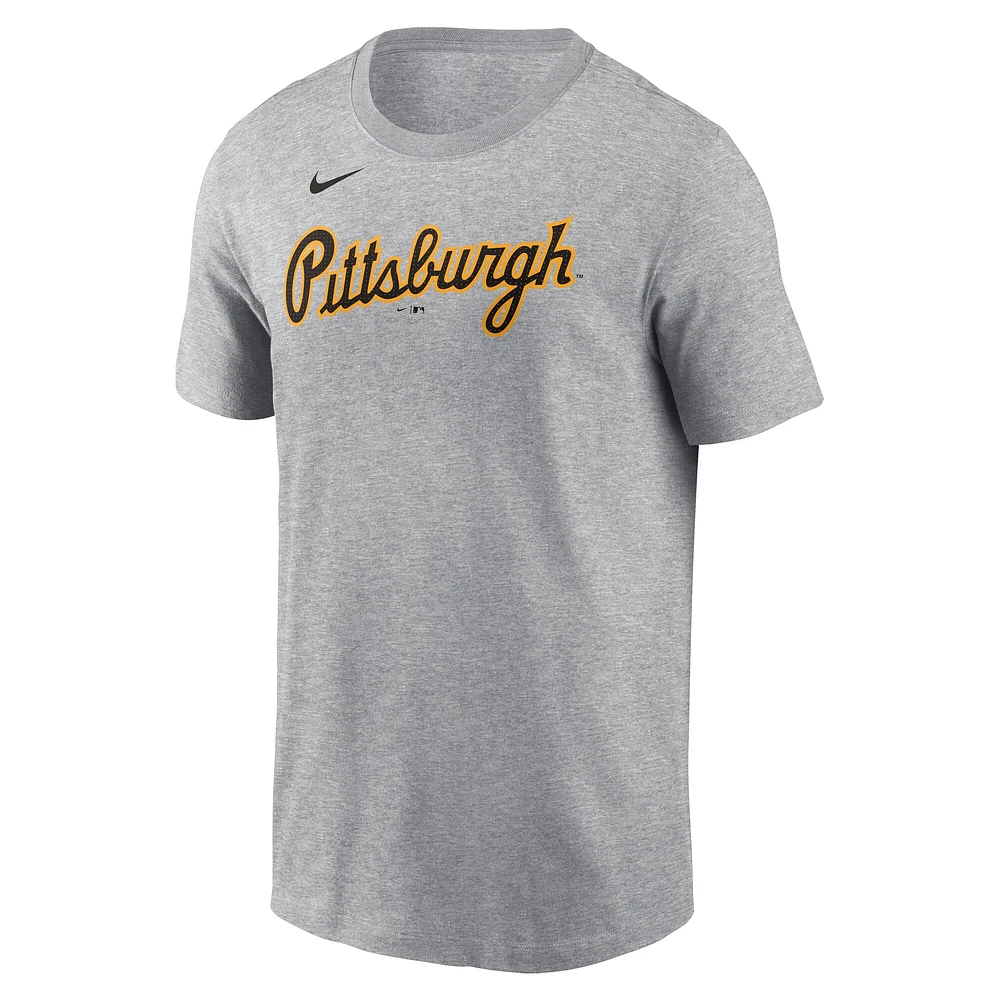 Men's Nike Paul Skenes Heather Gray Pittsburgh Pirates Fuse Name & Number T-Shirt