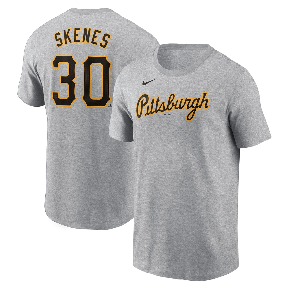 Men's Nike Paul Skenes Heather Gray Pittsburgh Pirates Fuse Name & Number T-Shirt