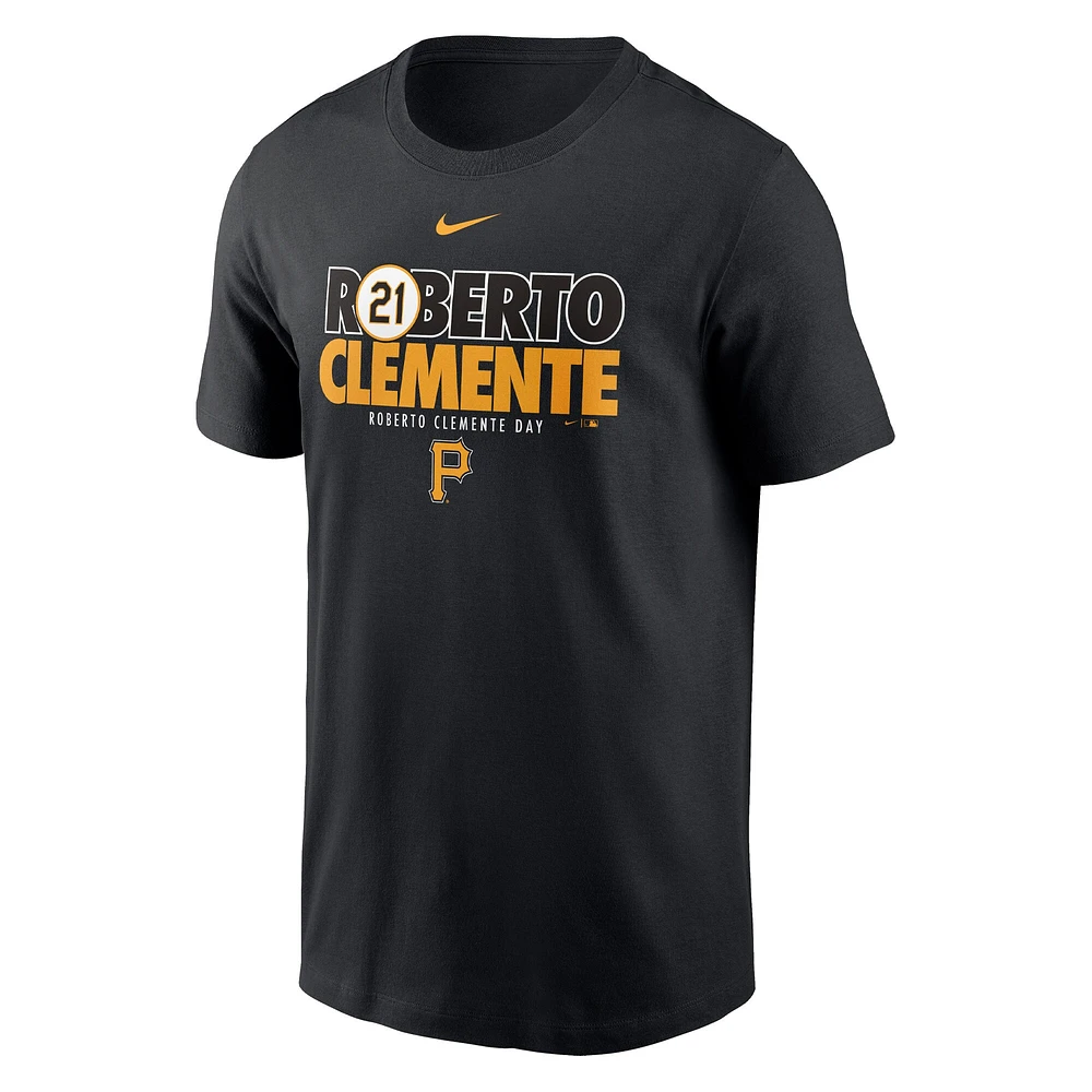 T-shirt commémoratif Nike Roberto Clemente pour hommes, noir, Pittsburgh Pirates