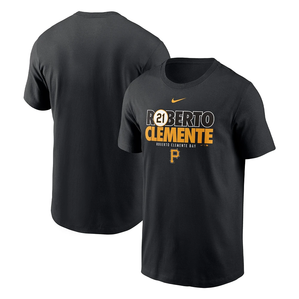 T-shirt commémoratif Nike Roberto Clemente pour hommes, noir, Pittsburgh Pirates