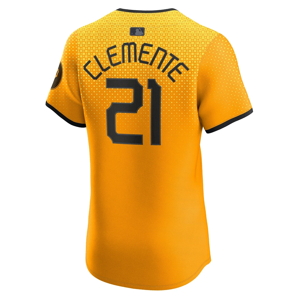 Men's Nike Roberto Clemente Gold Pittsburgh Pirates City Connect Elite Player Jersey