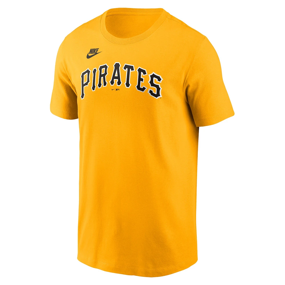 T-shirt Nike Roberto Clemente Gold Pittsburgh Pirates Fuse avec nom et numéro pour homme