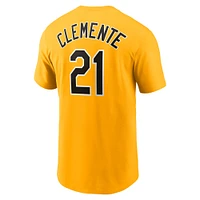 T-shirt Nike Roberto Clemente Gold Pittsburgh Pirates Fuse avec nom et numéro pour homme