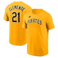 T-shirt Nike Roberto Clemente Gold Pittsburgh Pirates Fuse avec nom et numéro pour homme