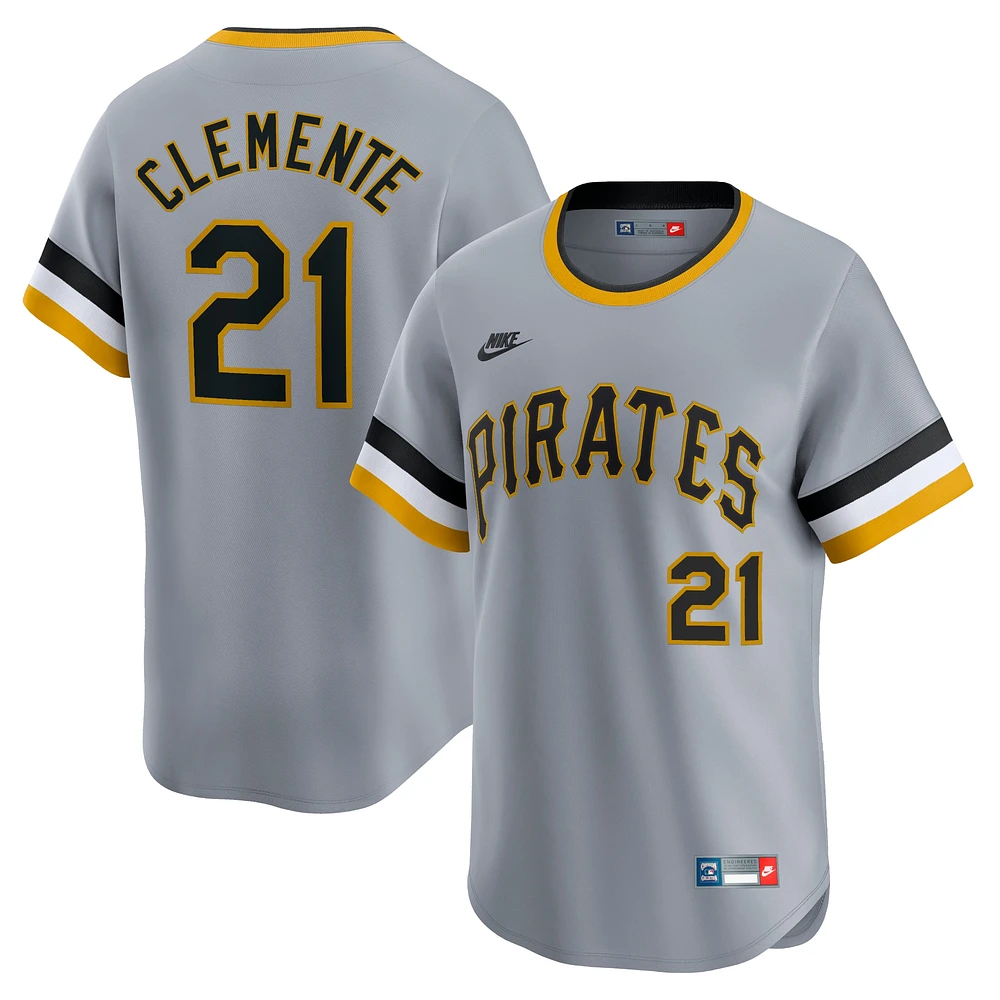 Maillot Nike Roberto Clemente pour hommes, gris Pittsburgh Pirates Throwback Cooperstown Limited