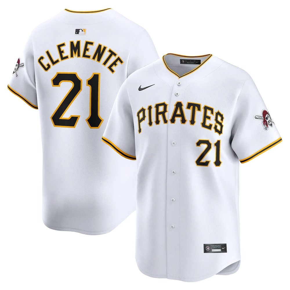 Maillot de joueur Nike Roberto Clemente Pittsburgh Pirates Home Limited blanc pour homme