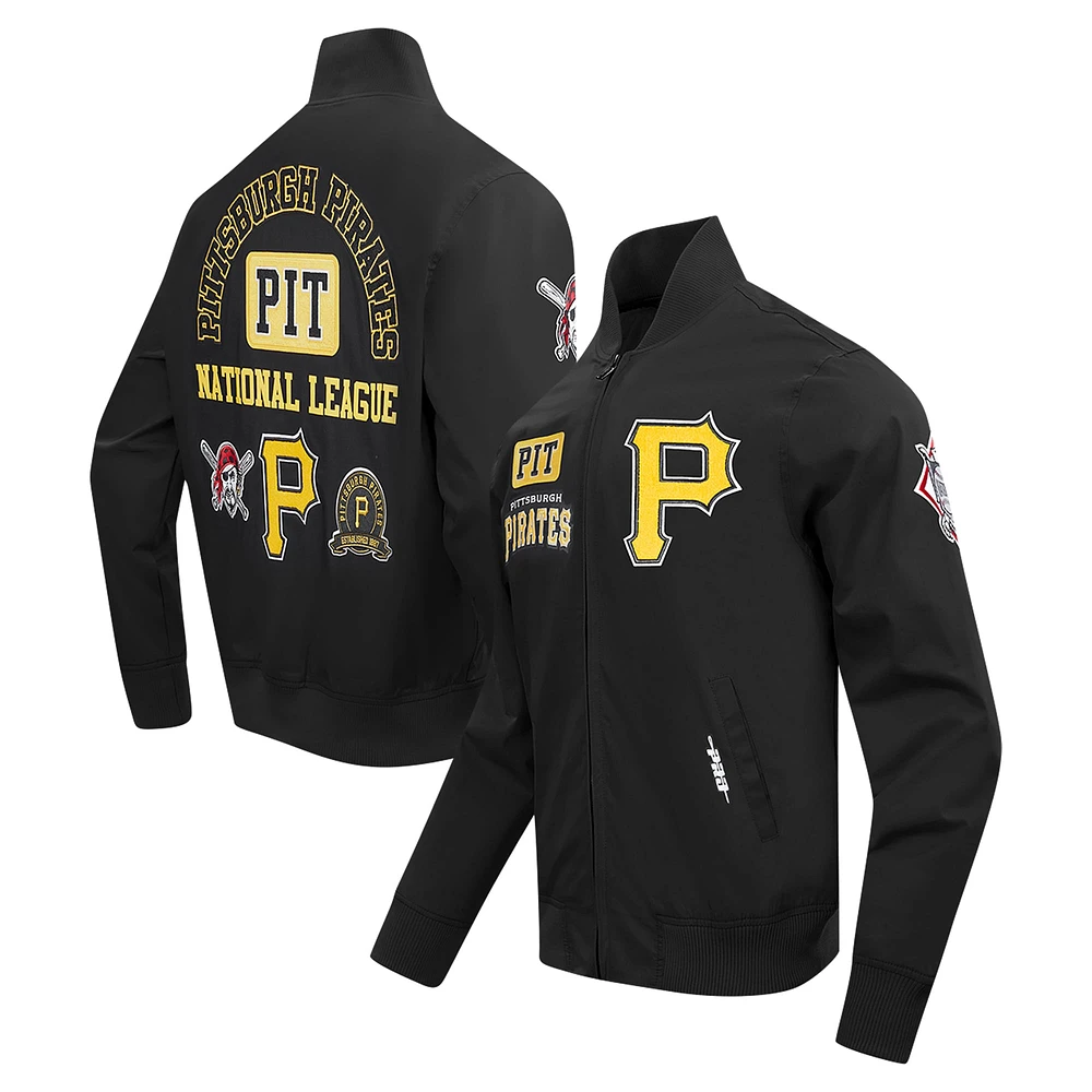 Veste noire entièrement zippée en sergé Pro Standard des Pirates de Pittsburgh pour hommes