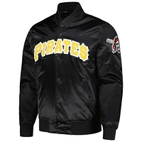 Veste noire à bouton-pression en satin avec logo des Pirates de Pittsburgh Pro Standard pour hommes