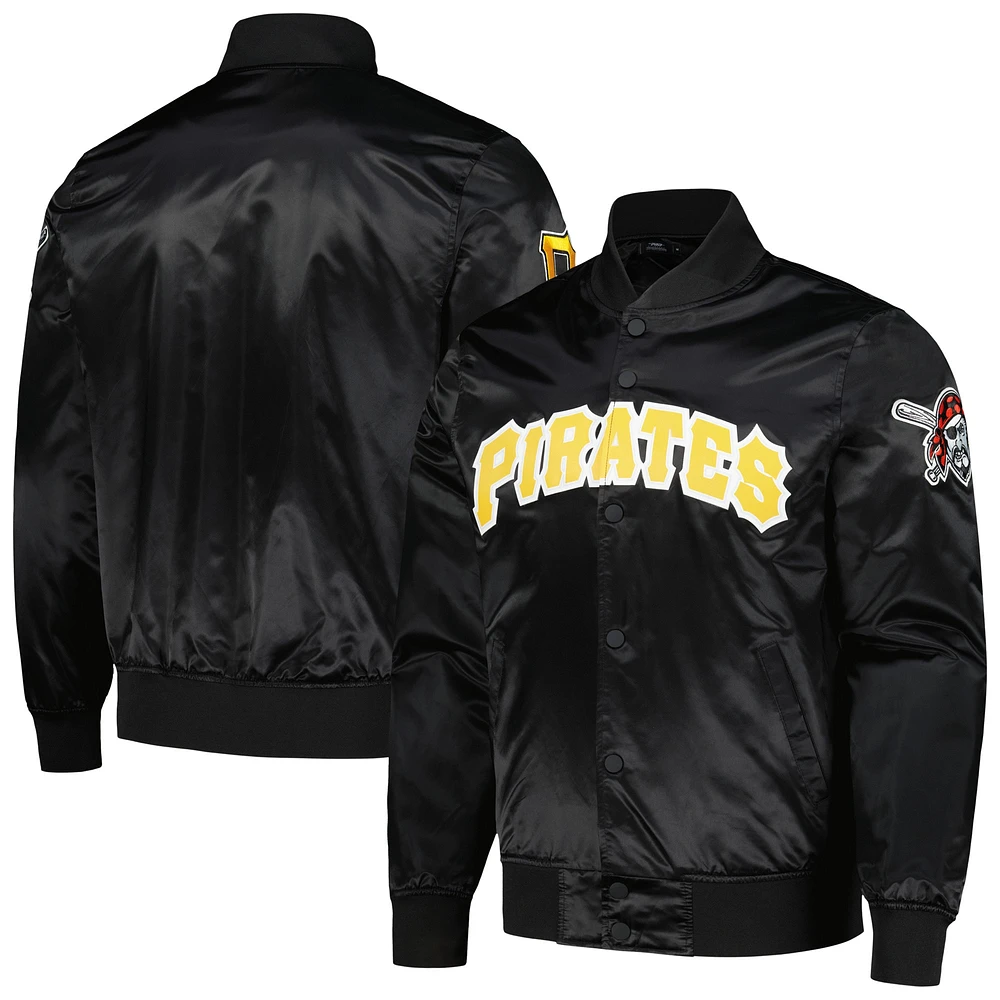 Veste noire à bouton-pression en satin avec logo des Pirates de Pittsburgh Pro Standard pour hommes