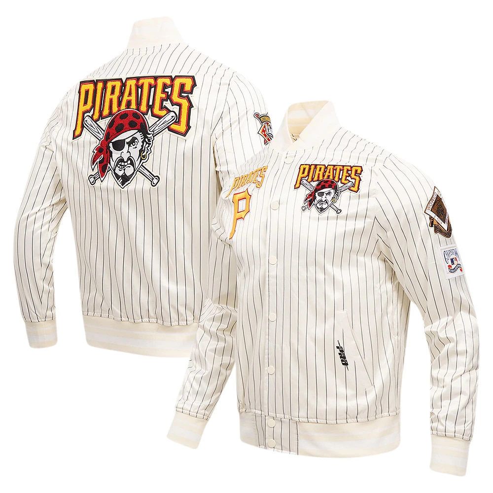 Men's Pro Standard Cream Pittsburgh Pirates Cooperstown Collection Pinstripe Retro Classic Satin Full-Snap Jacket