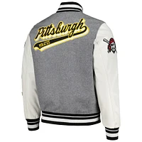 Veste Varity à fermeture éclair complète en laine pour hommes Pro Standard Heather Grey Pittsburgh Pirates Script Tail