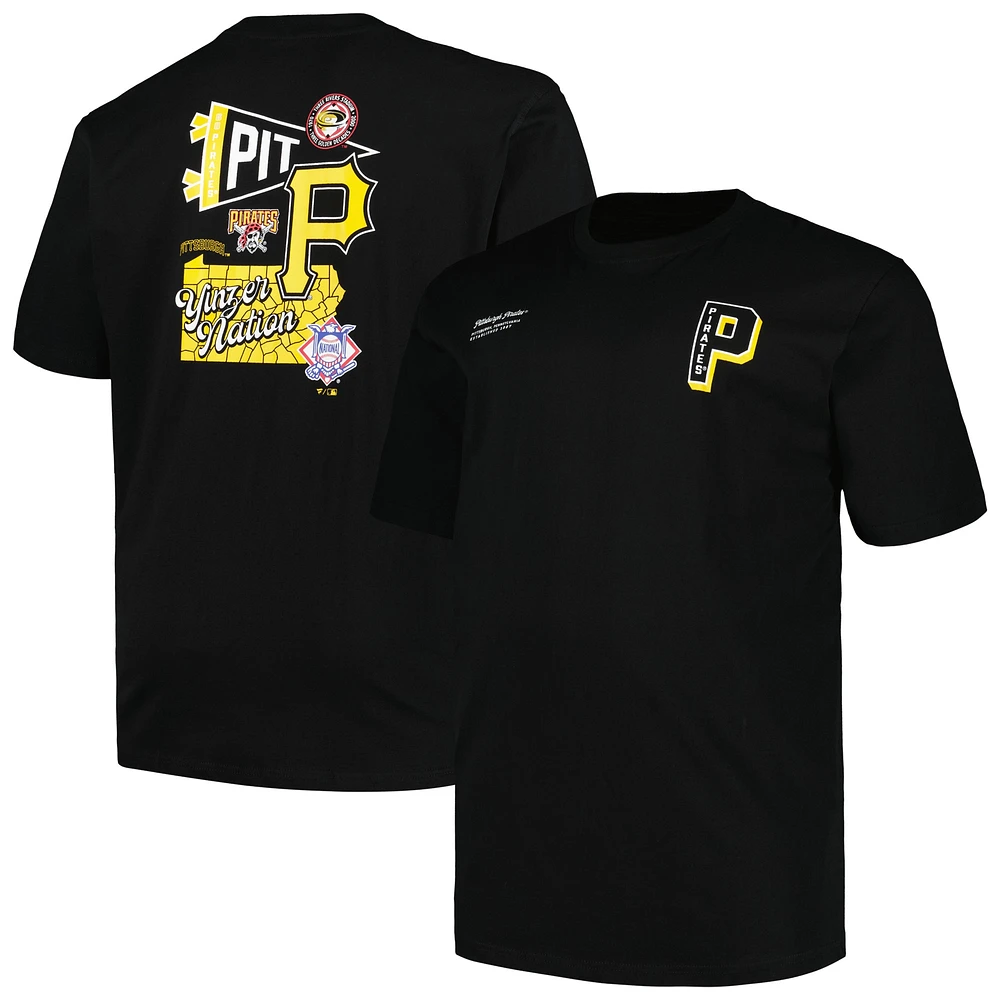 T-shirt noir pour hommes des Pirates de Pittsburgh Big & Tall Split Zone