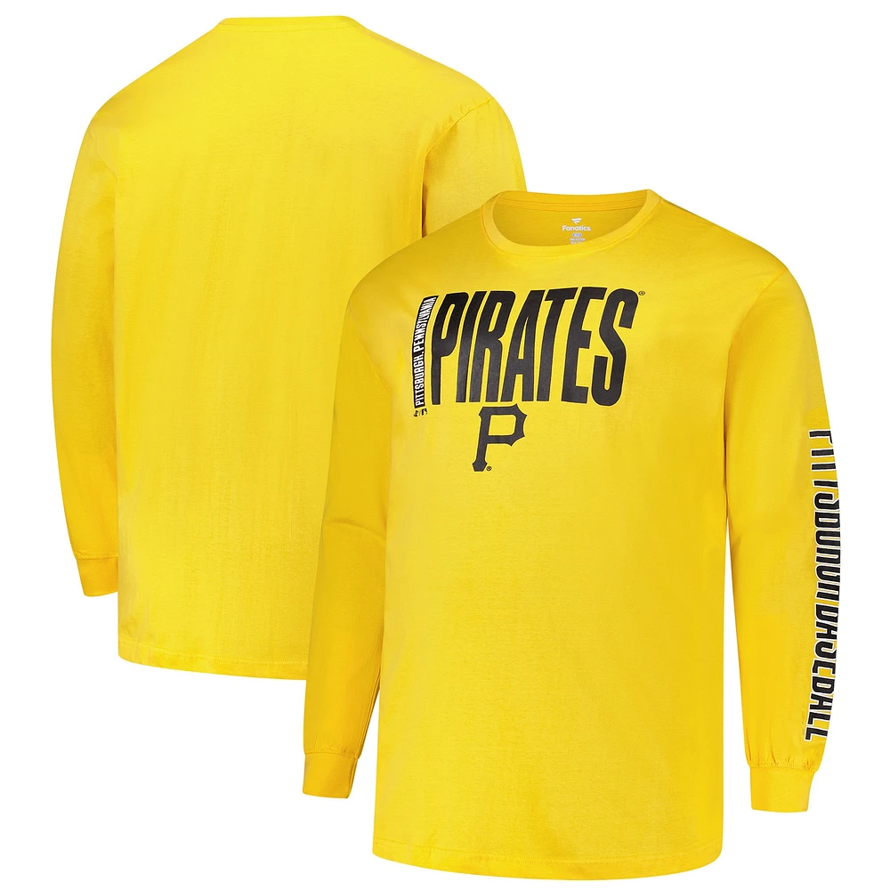 T-shirt à manches longues Big & Tall deux coups pour hommes Profile Gold Pittsburgh Pirates