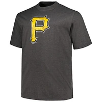 Men's Profile Heather Black Pittsburgh Pirates Big & Tall Weathered Logo T-Shirt