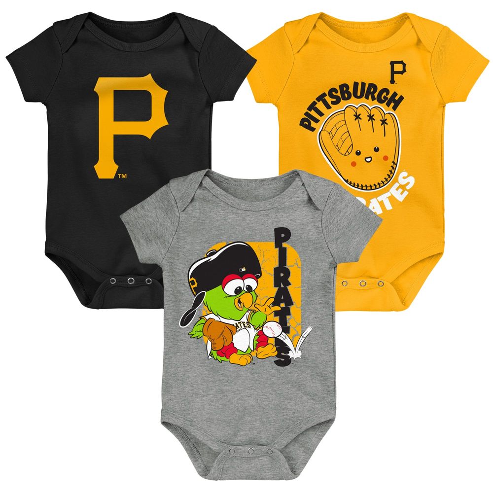 Newborn & Infant Black/Gold/Gray Pittsburgh Pirates Change Up 3-Pack Bodysuit Set