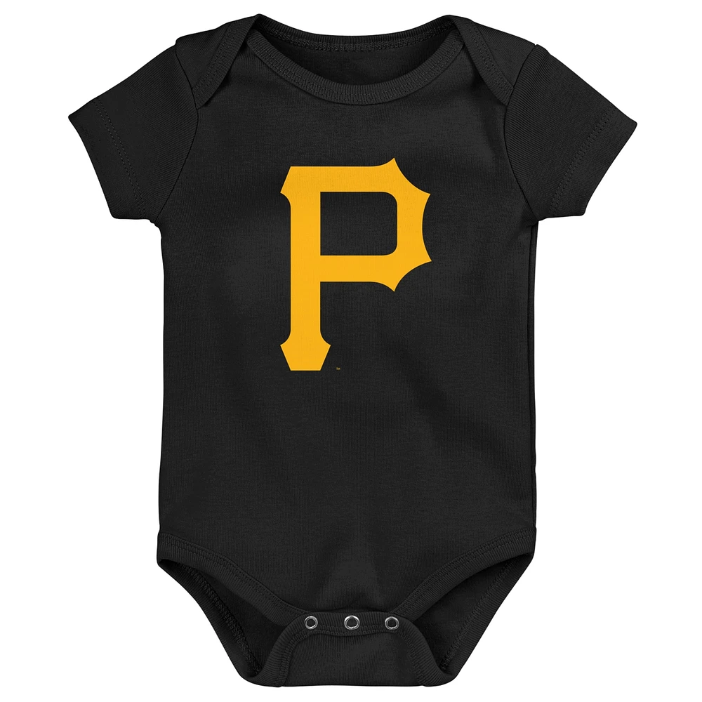 Body noir avec logo de l'équipe principale des Pirates Pittsburgh pour nouveau-né et bébé