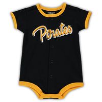 Newborn & Infant Black Pittsburgh Pirates Stripe Power Hitter Romper