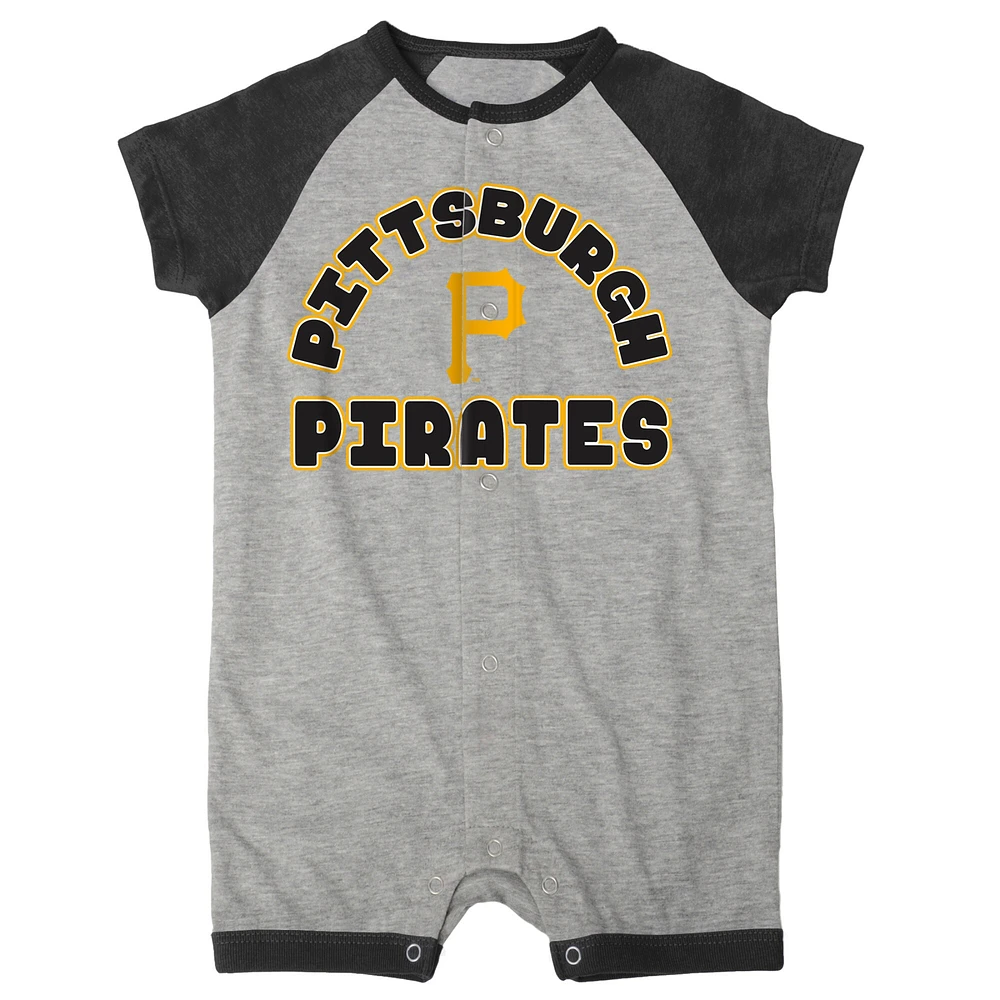 Barboteuse à boutons-pression Raglan pour nouveau-né et bébé gris chiné Pittsburgh Pirates Extra Base Hit