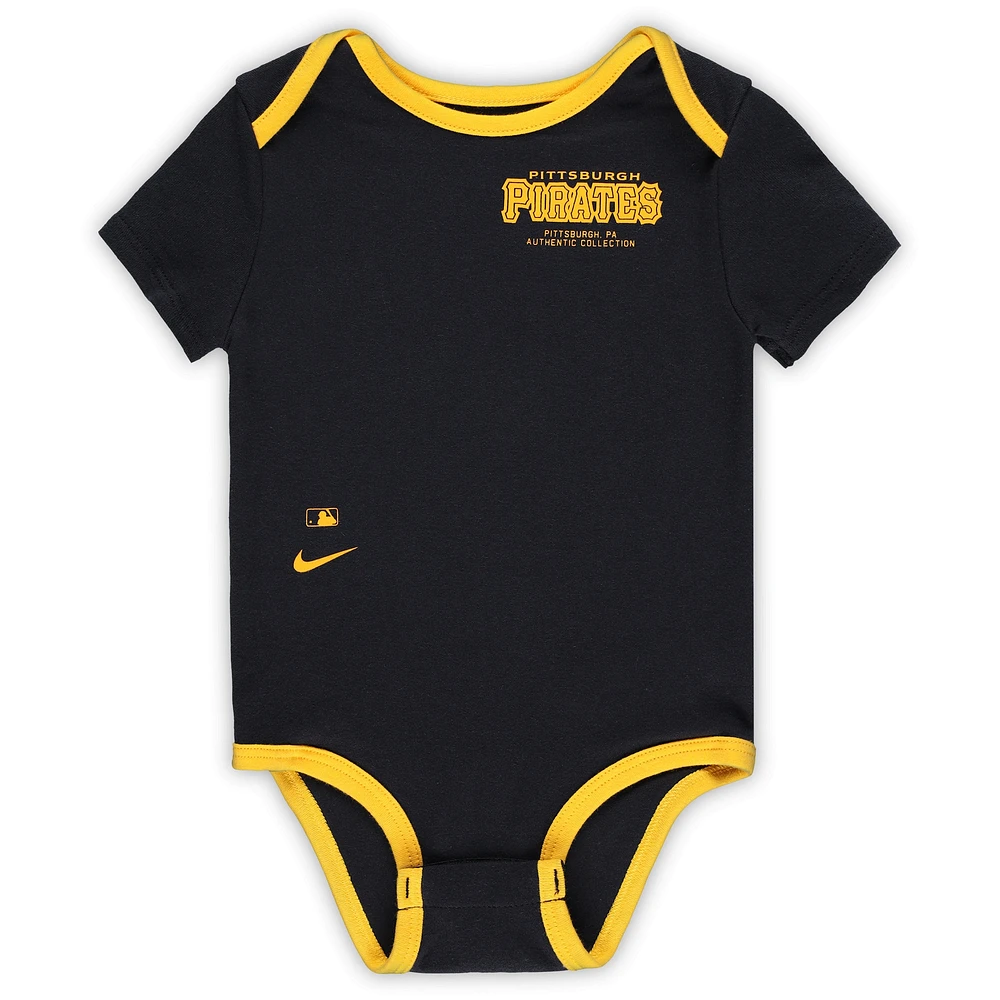 Newborn & Infant Nike Pittsburgh Pirates Three-Pack Bodysuit Set