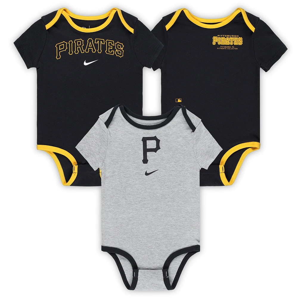 Ensemble de trois bodys Nike Pittsburgh Pirates pour nouveau-nés et nourrissons