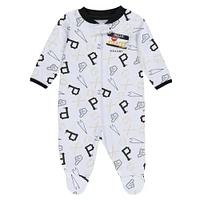 Newborn & Infant WEAR by Erin Andrews White Pittsburgh Pirates Sleep Play Full-Zip Footed Jumper with Bib