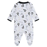 Newborn & Infant WEAR by Erin Andrews White Pittsburgh Pirates Sleep Play Full-Zip Footed Jumper with Bib