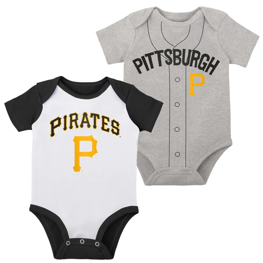 Pittsburgh Pirates Newborn & Infant Little Slugger Two-Pack Bodysuit Set - White/Heather Gray
