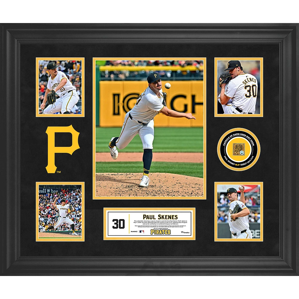 Paul Skenes Pittsburgh Pirates Framed 5-Photo Debut Collage with a Capsule of Game-Used Dirt