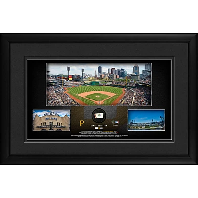 Pittsburgh Pirates Framed 10" x 18" Stadium Panoramic Collage with a Piece of Game-Used Baseball - Limited Edition of 500